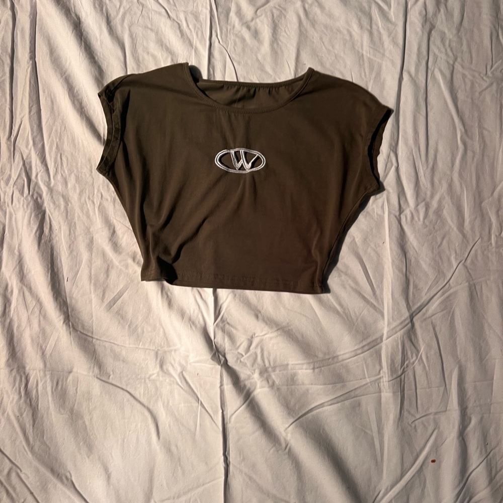 Women's Olive Embroidered design Crop Top